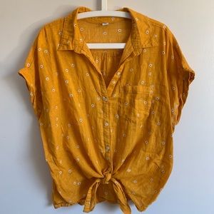 Button Up Tie-Front Blouse